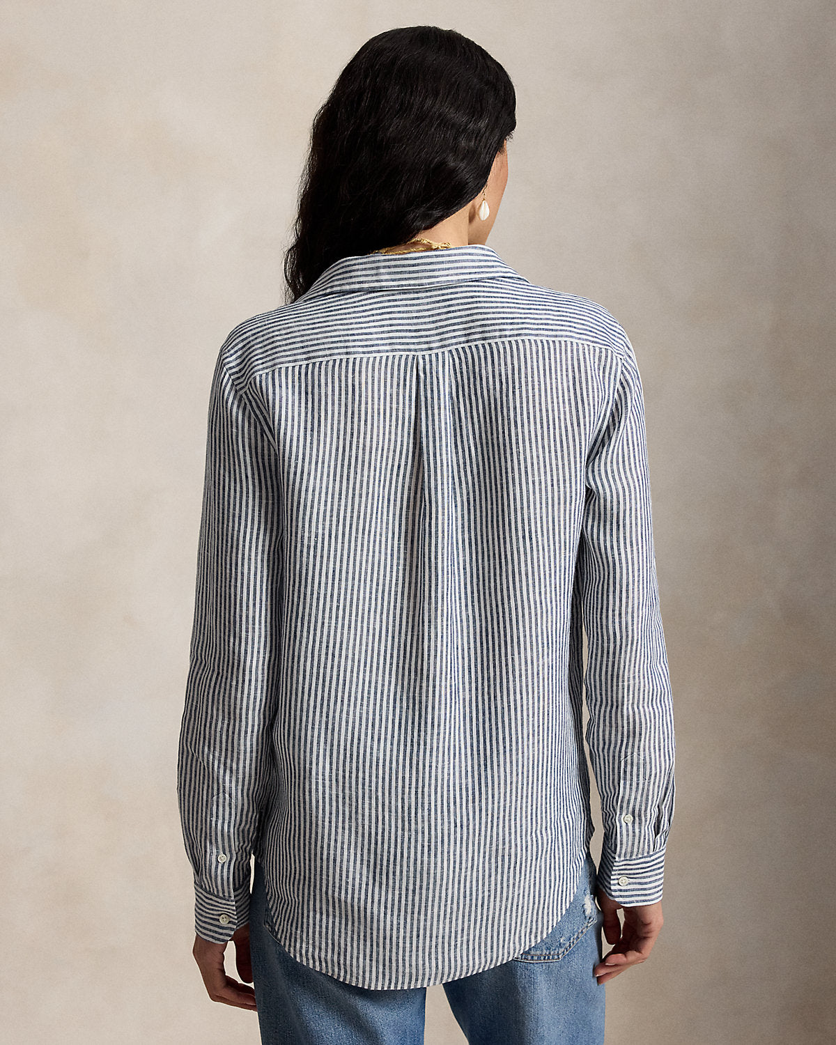 Women's Classic Fit Striped Linen Shirt
