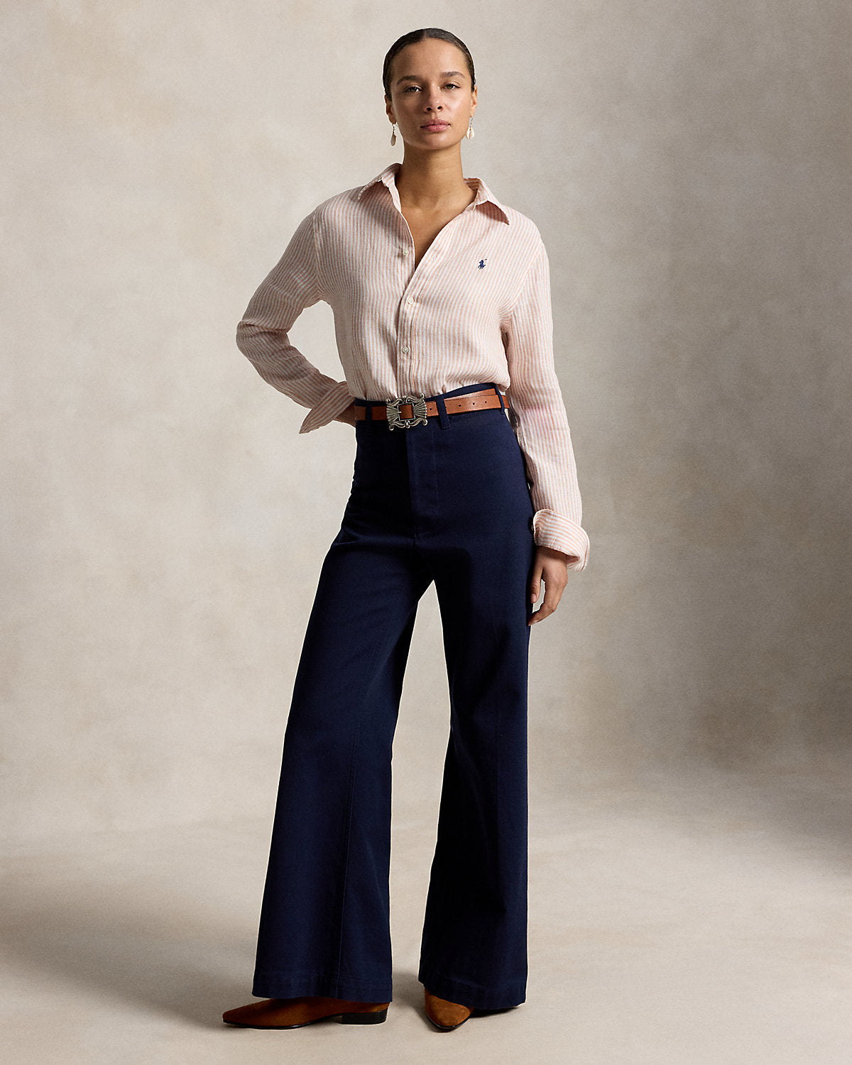 Women's Classic Fit Striped Linen Shirt