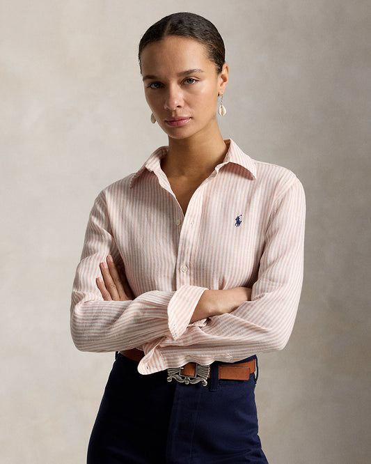 Women's Classic Fit Striped Linen Shirt