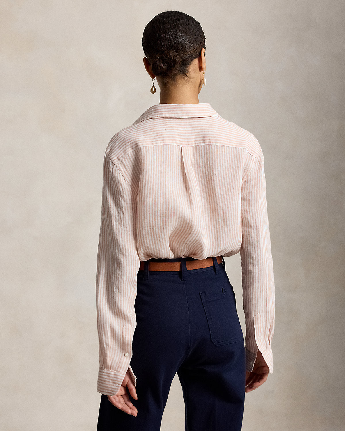 Women's Classic Fit Striped Linen Shirt