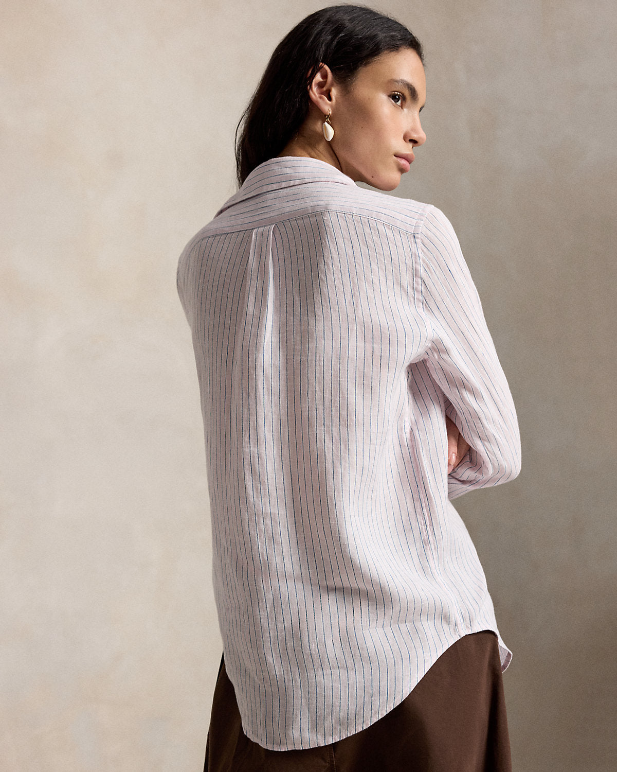Women's Classic Fit Striped Linen Shirt