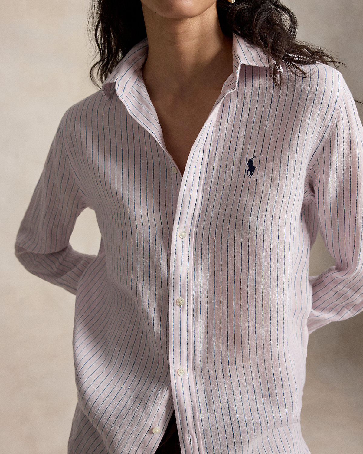 Women's Classic Fit Striped Linen Shirt
