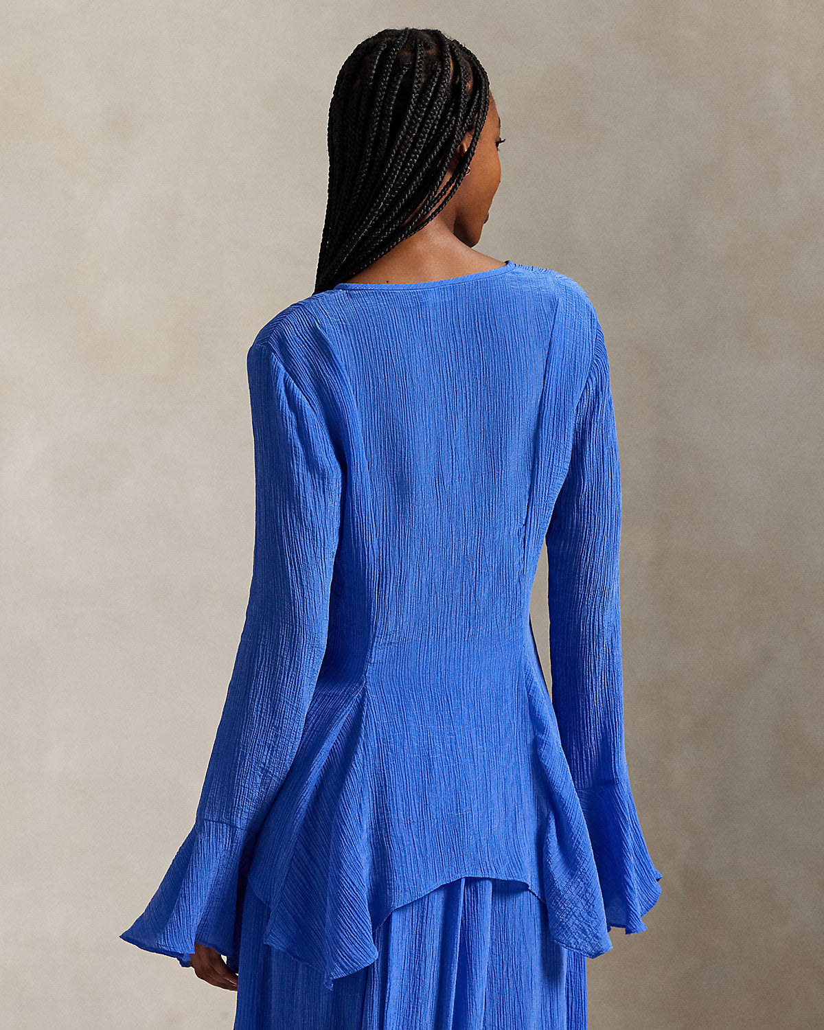 Crinkled Button-Front Top