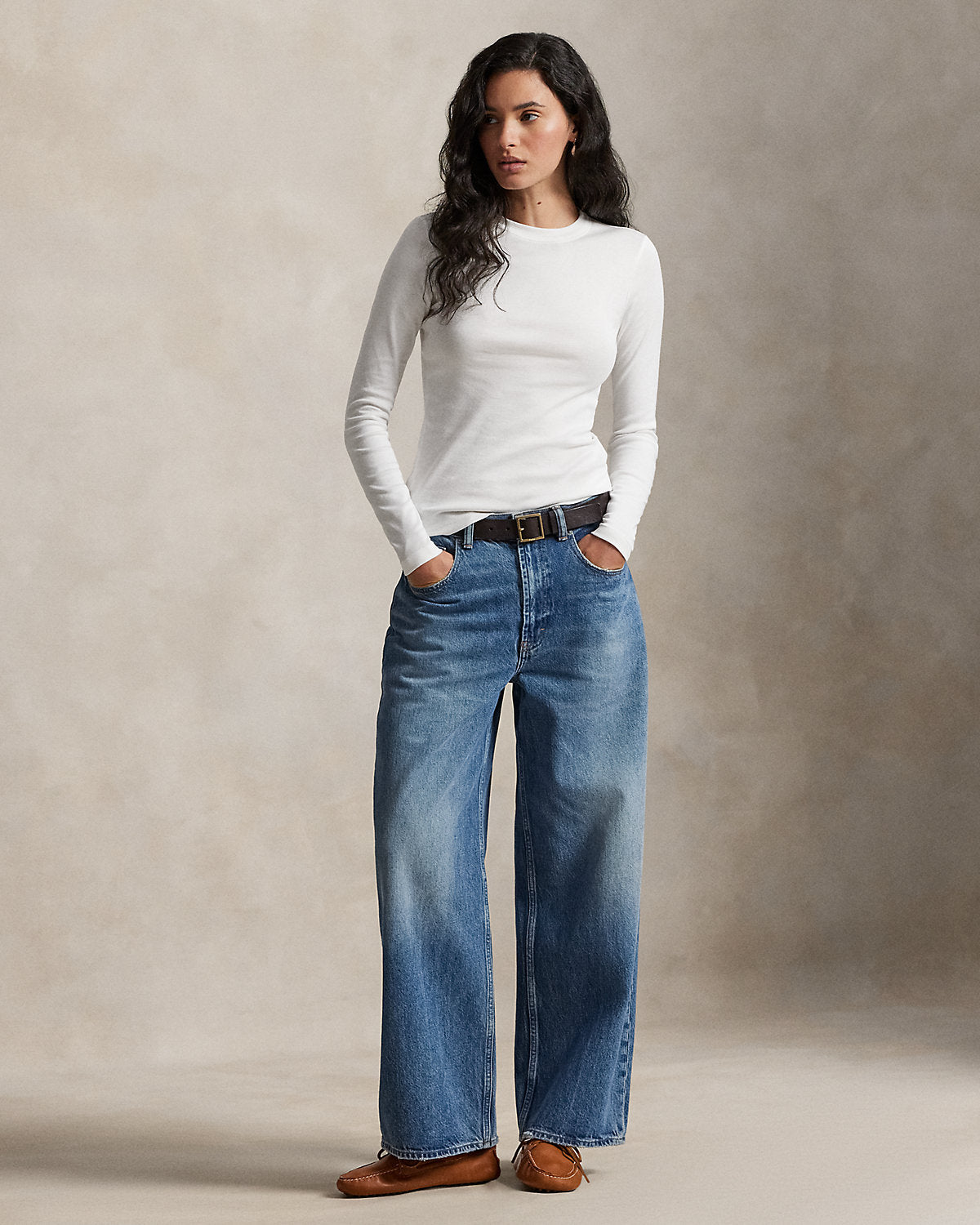 Slim Fit Stretch Cotton Long-Sleeve Tee