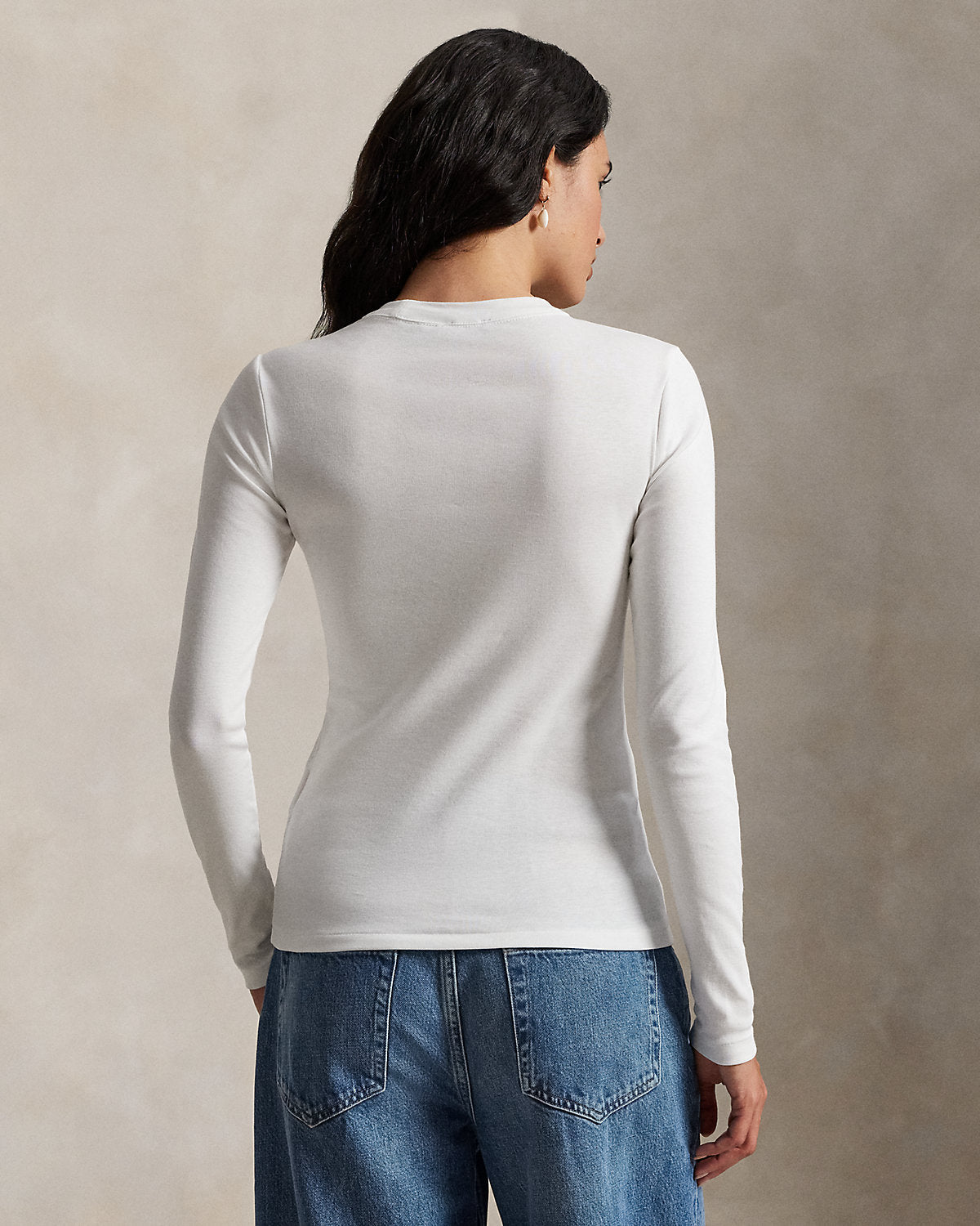 Slim Fit Stretch Cotton Long-Sleeve Tee