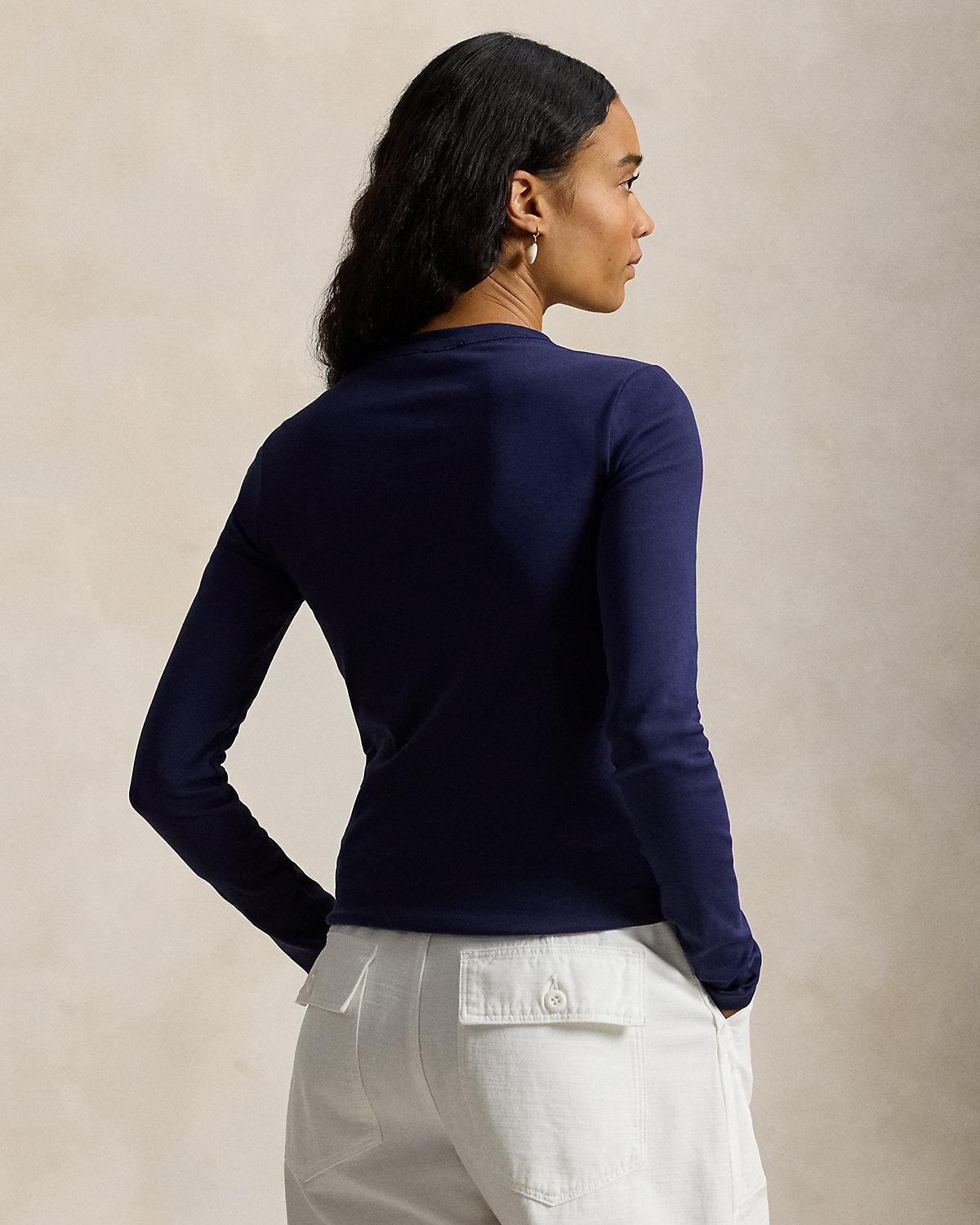 Slim Fit Stretch Cotton Long-Sleeve Tee
