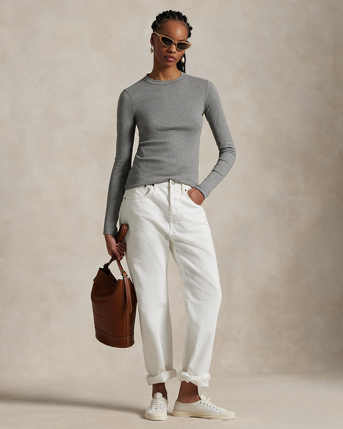Slim Fit Stretch Cotton Long-Sleeve Tee