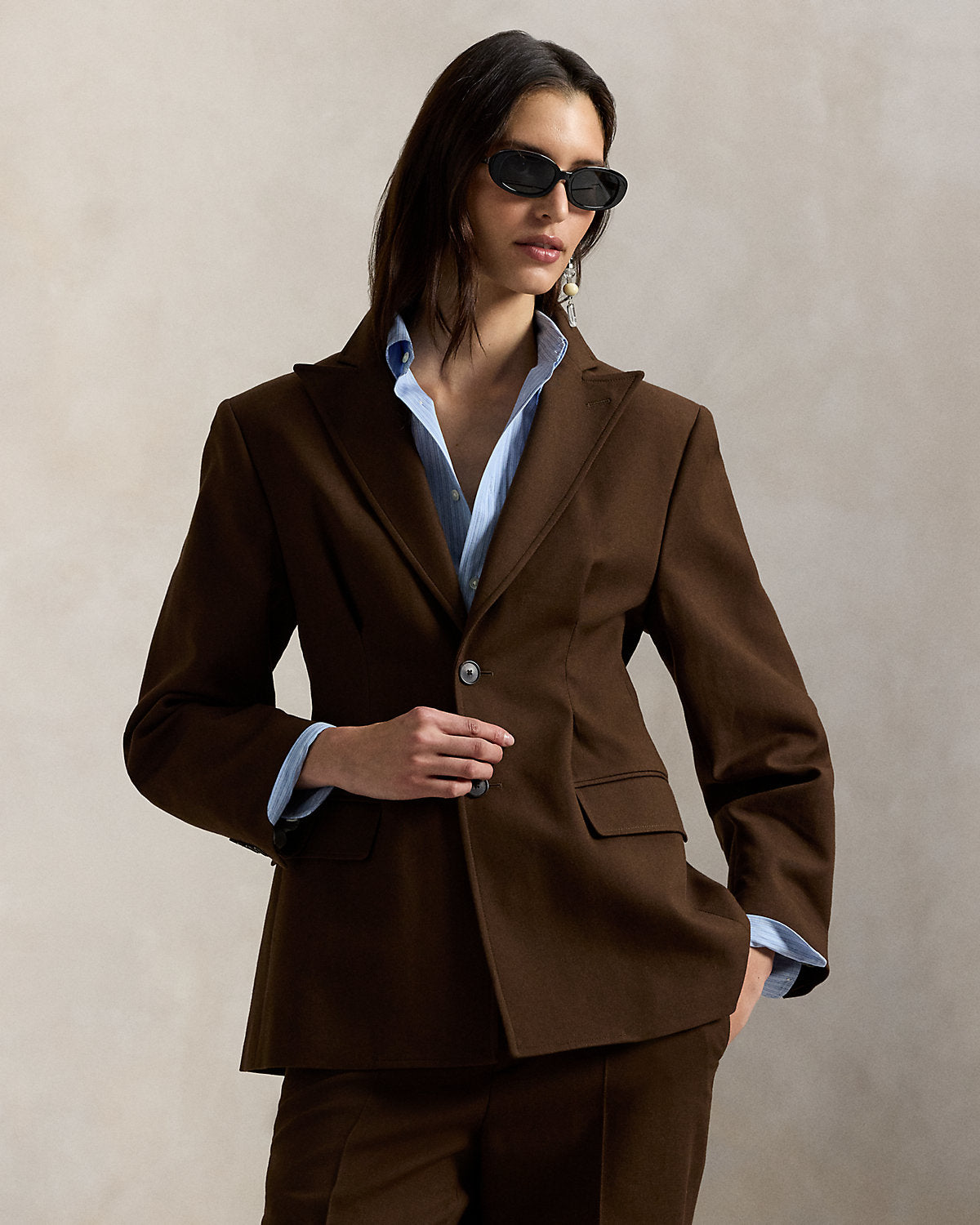 Single-Breasted Cotton-Wool Crepe Blazer