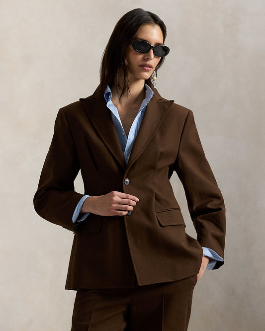 Single-Breasted Cotton-Wool Crepe Blazer