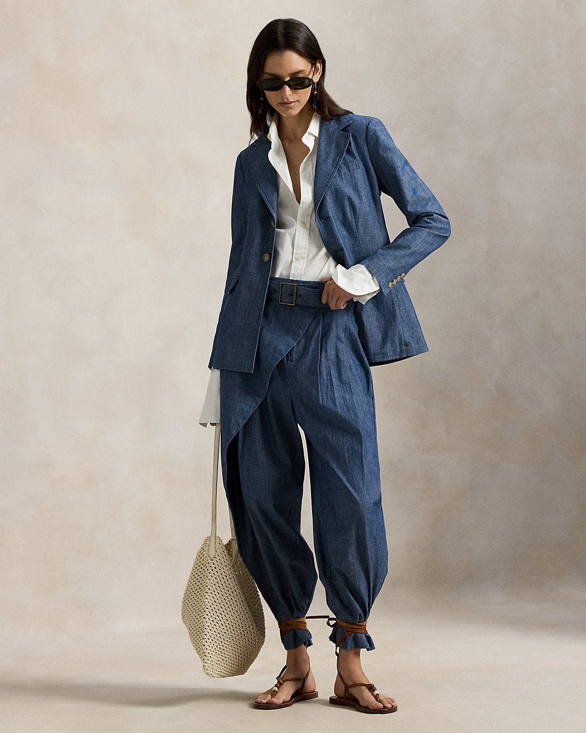 Single-Breasted Chambray Blazer
