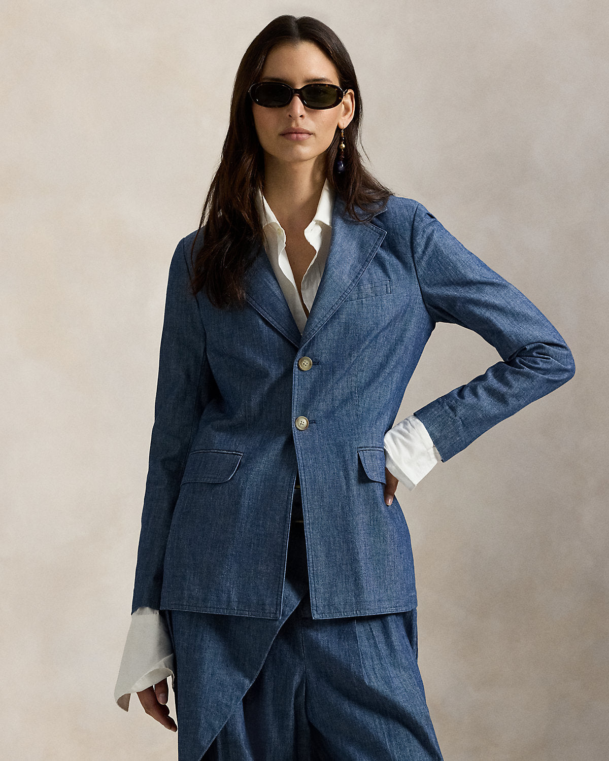 Single-Breasted Chambray Blazer