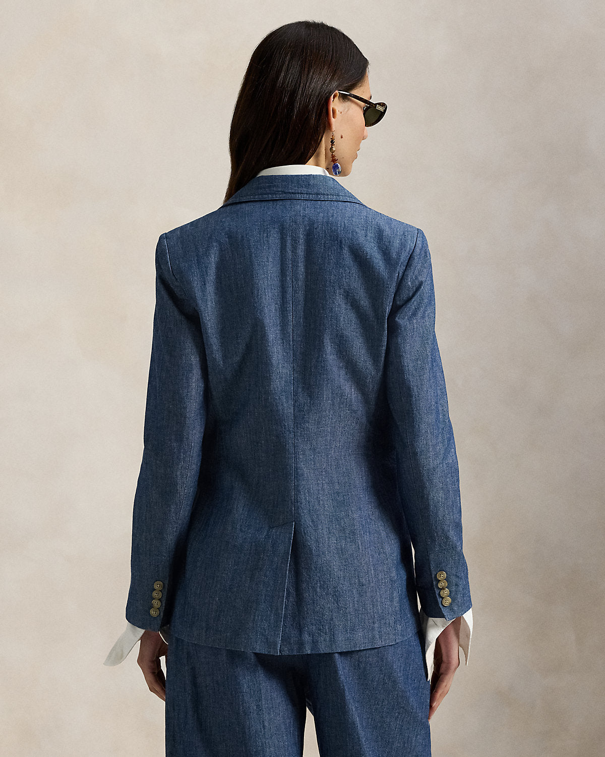 Single-Breasted Chambray Blazer