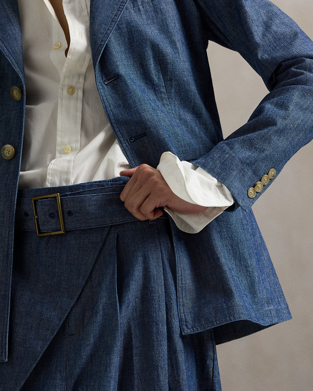 Single-Breasted Chambray Blazer