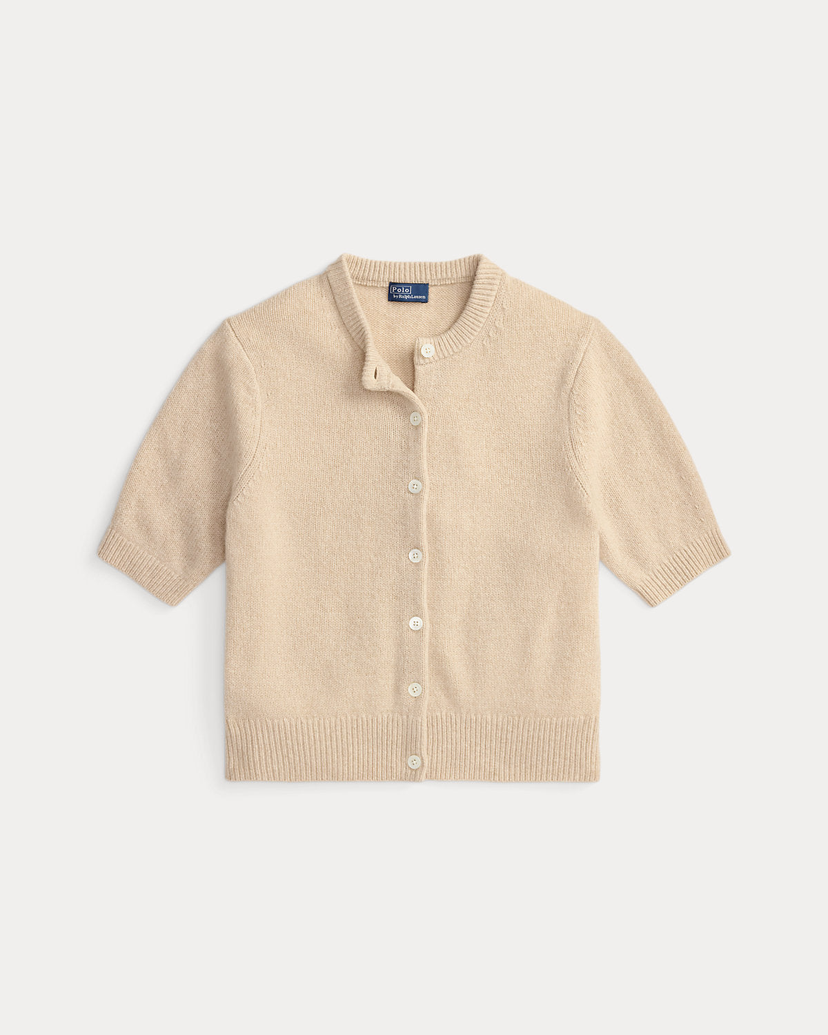 Cashmere Crewneck Short-Sleeve Cardigan