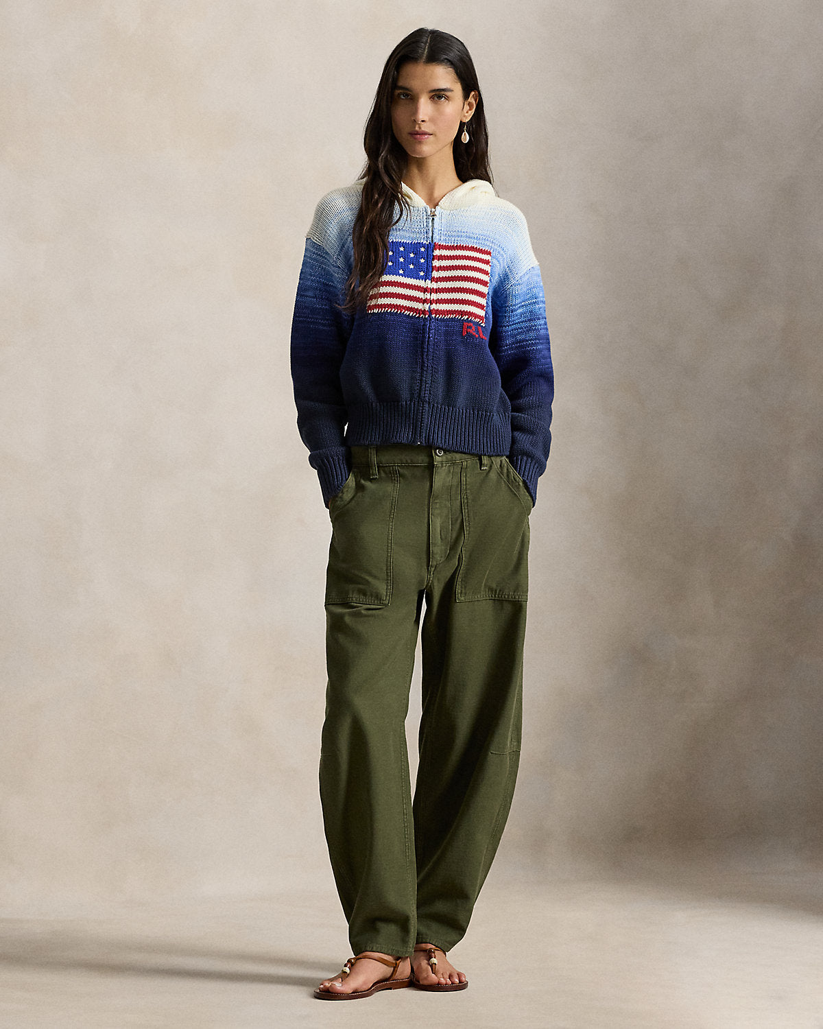 Flag Ombr¨¦ Cotton Zip Hoodie
