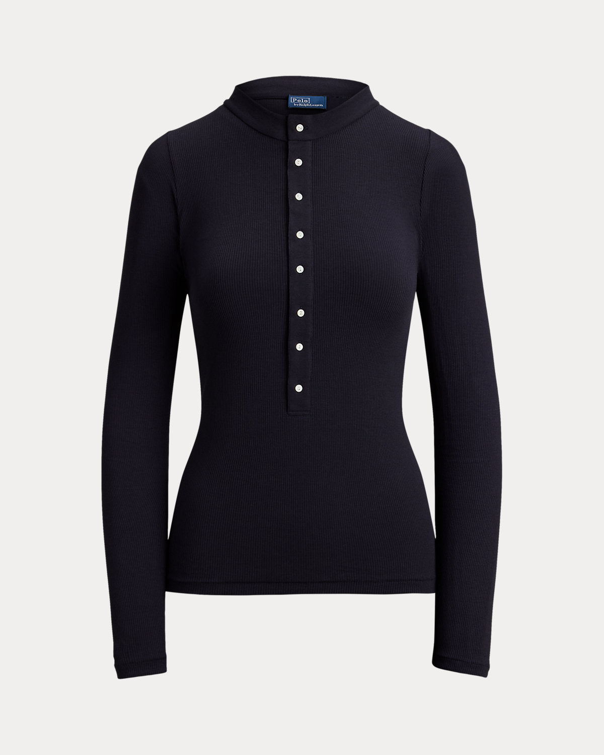 Ribbed Crepe Henley Shirt