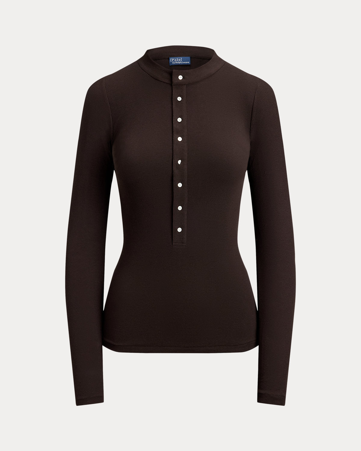 Ribbed Crepe Henley Shirt