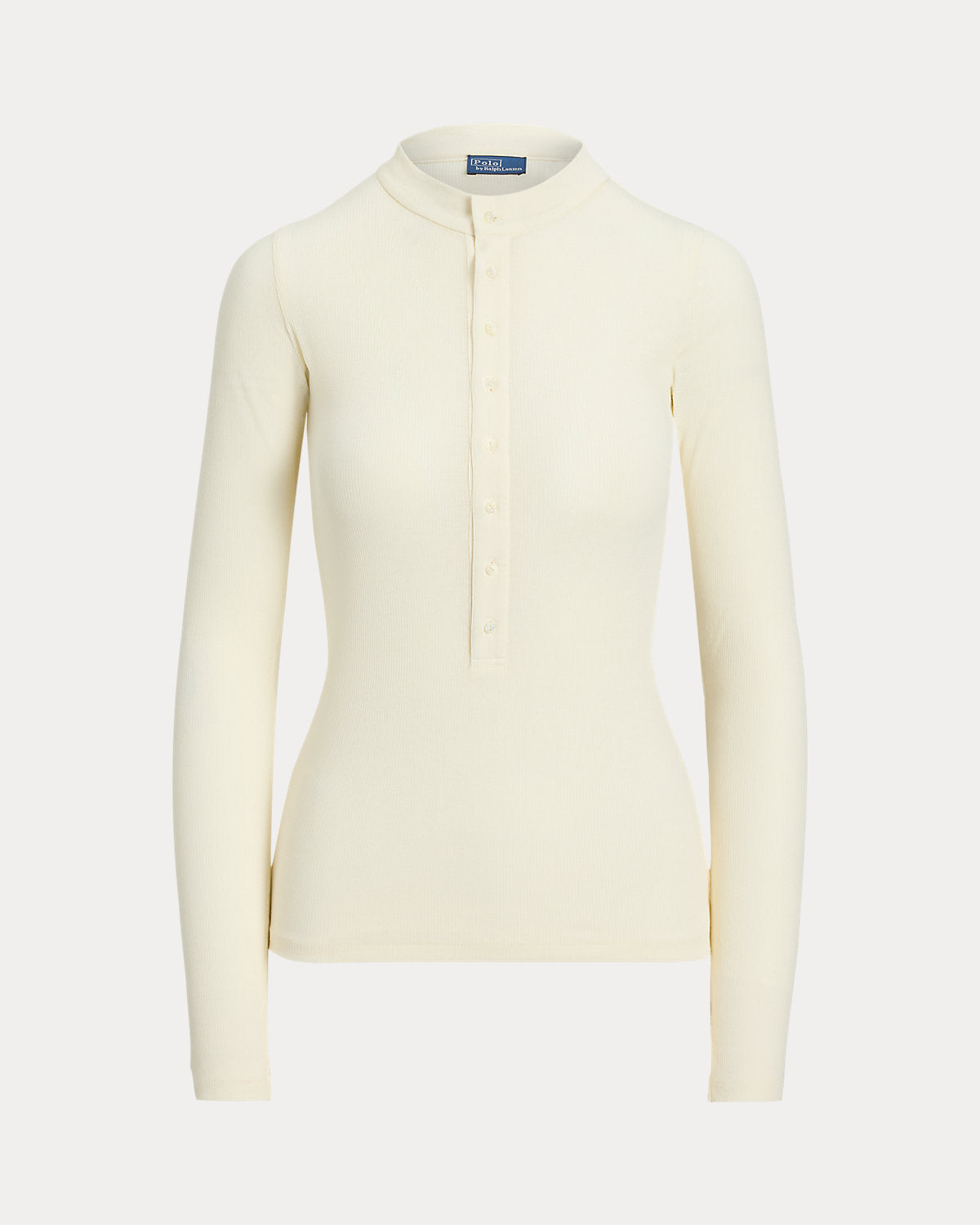 Ribbed Crepe Henley Shirt