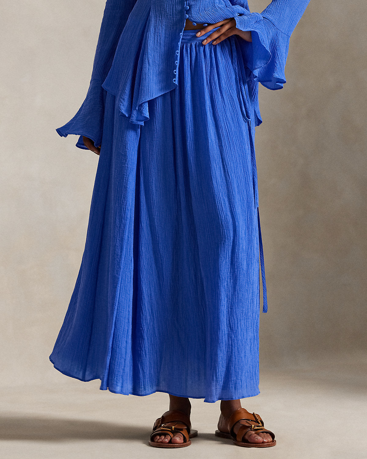 Crinkled A-Line Wrap Skirt