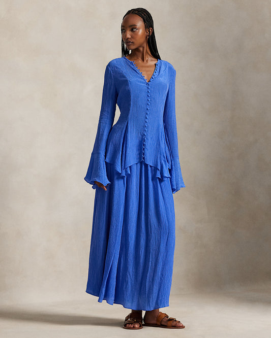 Crinkled A-Line Wrap Skirt