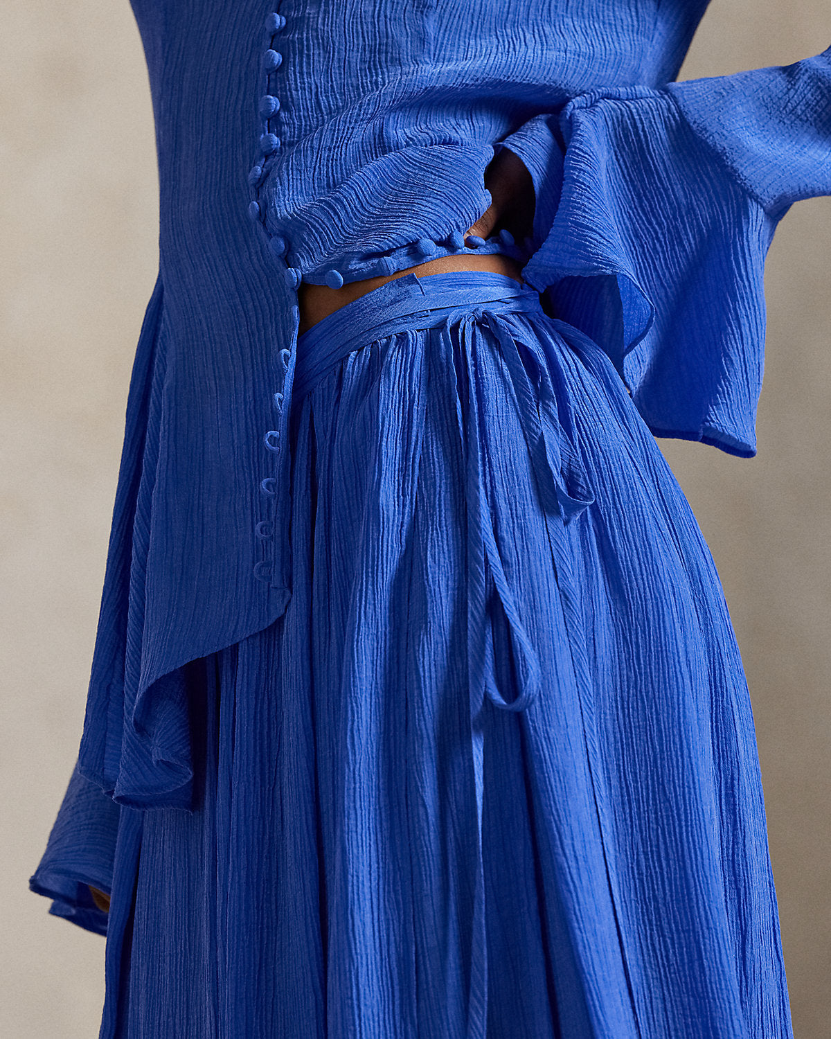 Crinkled A-Line Wrap Skirt