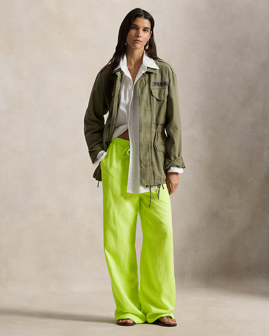 Twill Drawstring Wide-Leg Pant