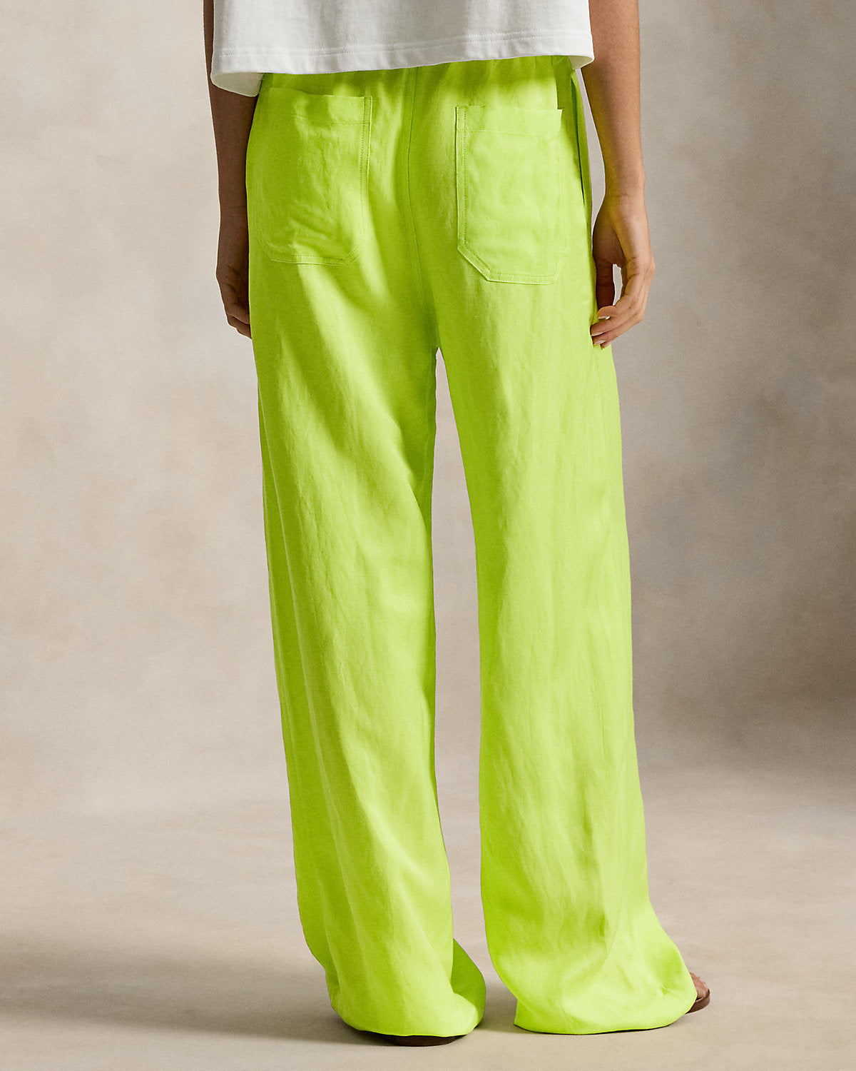 Twill Drawstring Wide-Leg Pant
