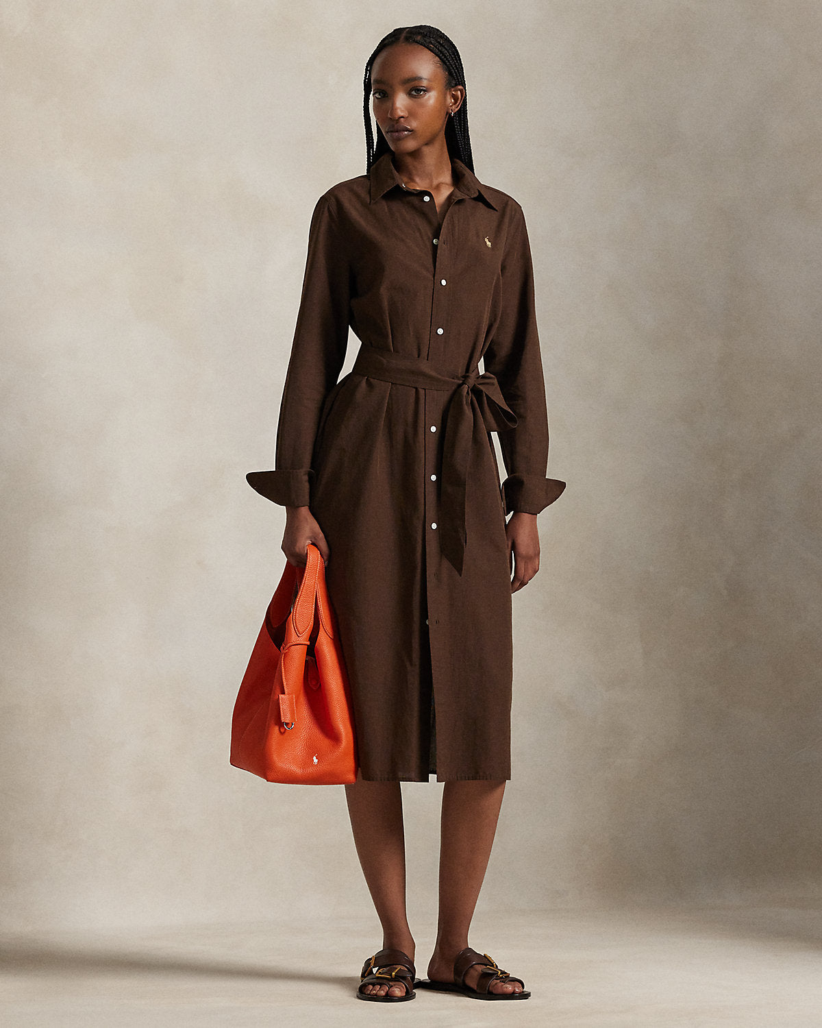 Cotton-Linen Belted Shirtdress