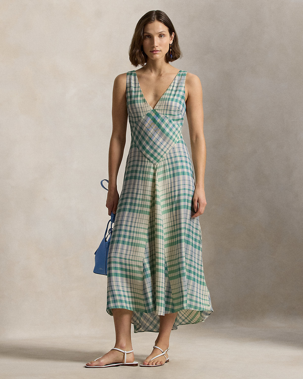 Plaid Paneled Sleeveless Dress