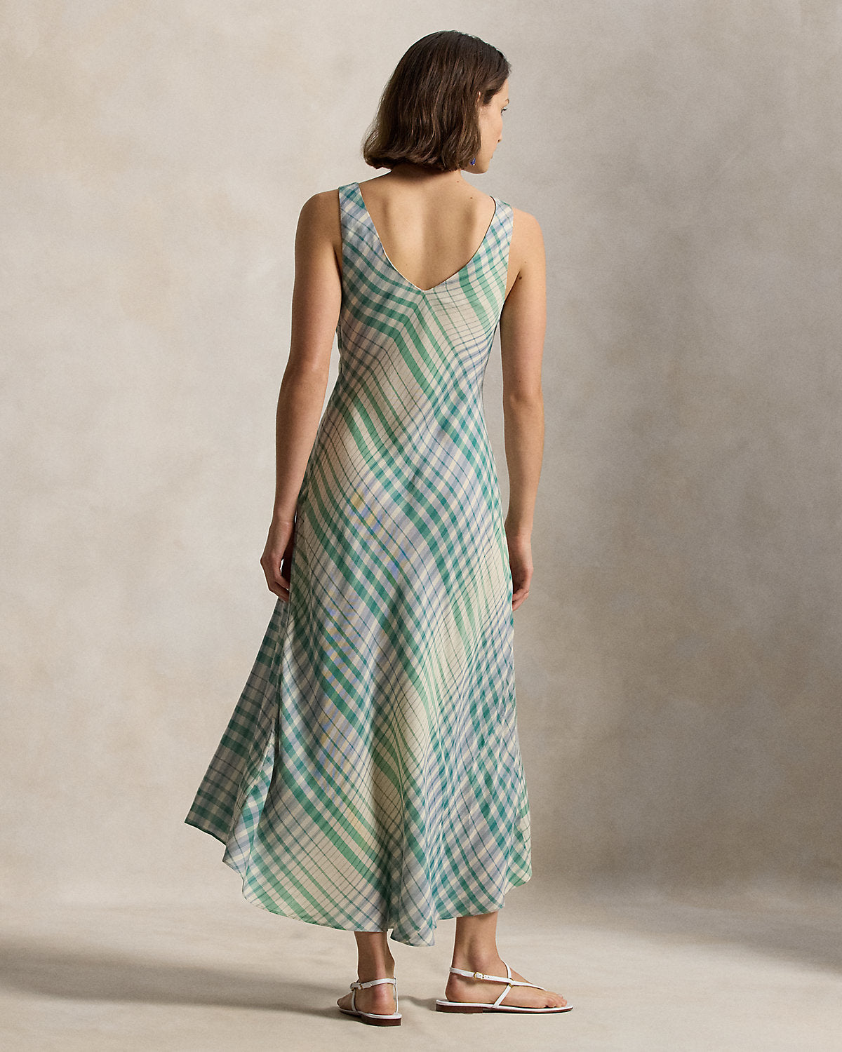 Plaid Paneled Sleeveless Dress