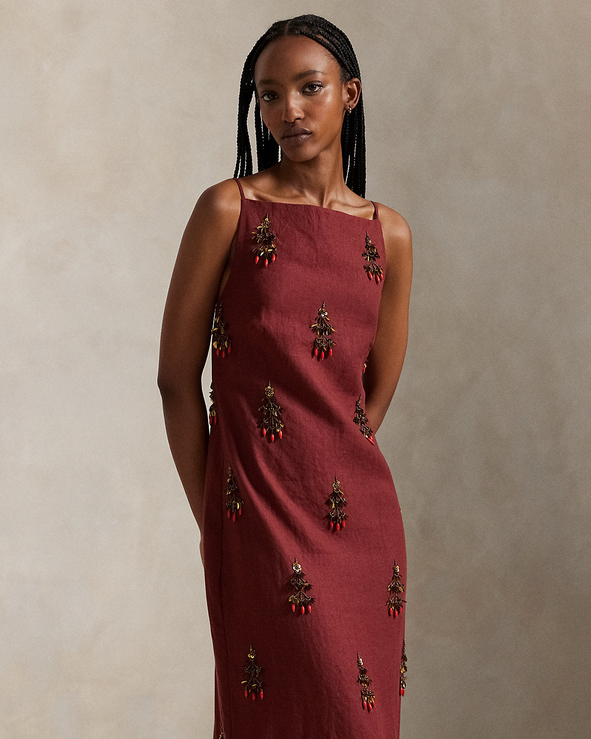 Beaded Linen Dress
