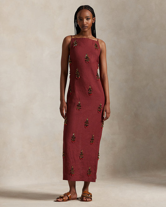 Beaded Linen Dress