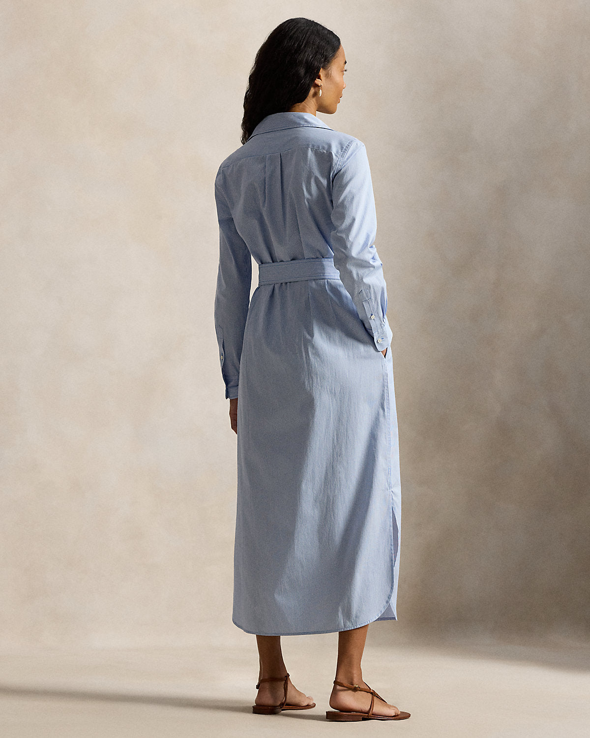 Belted Striped Cotton Shirtdress