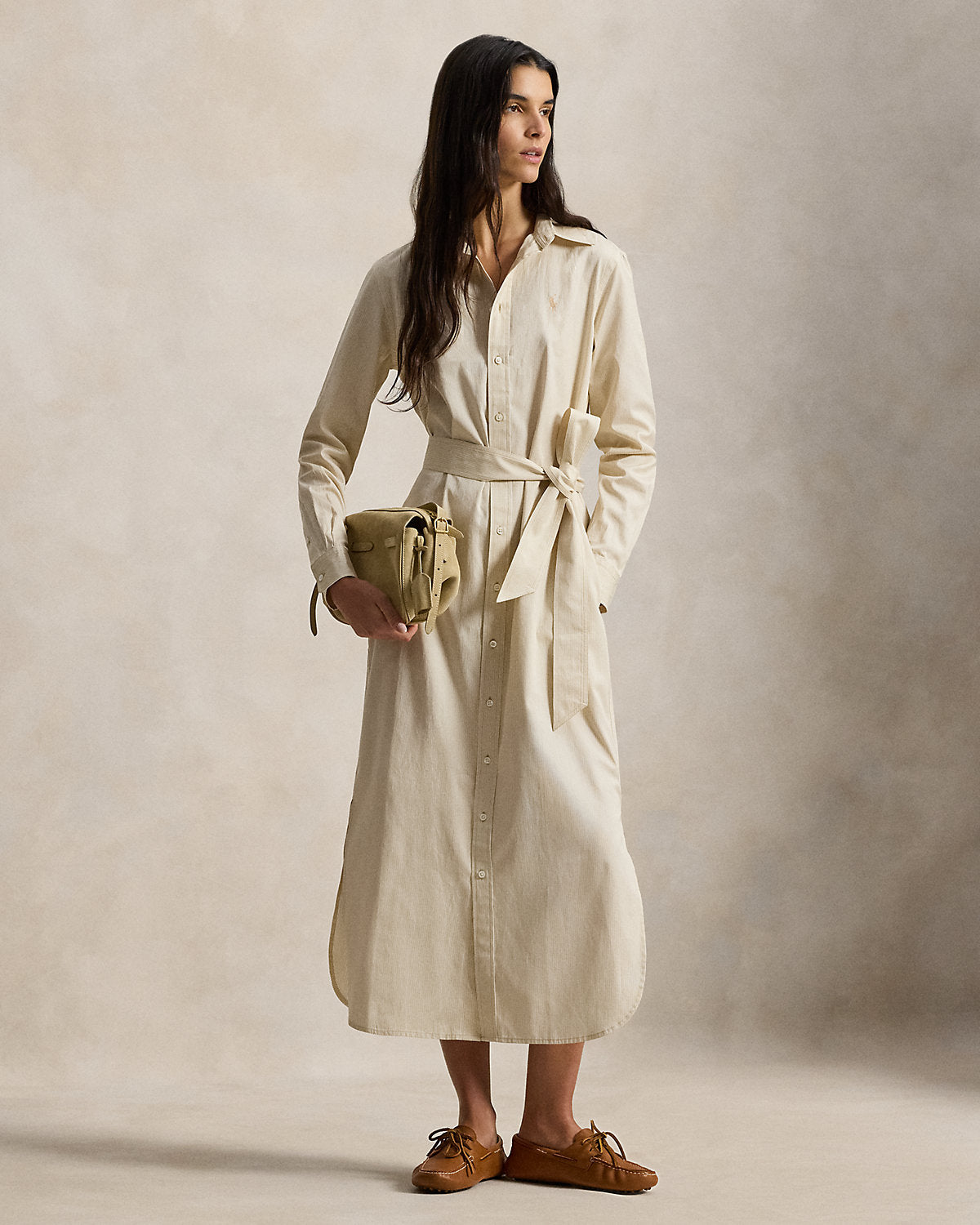 Belted Striped Cotton Shirtdress