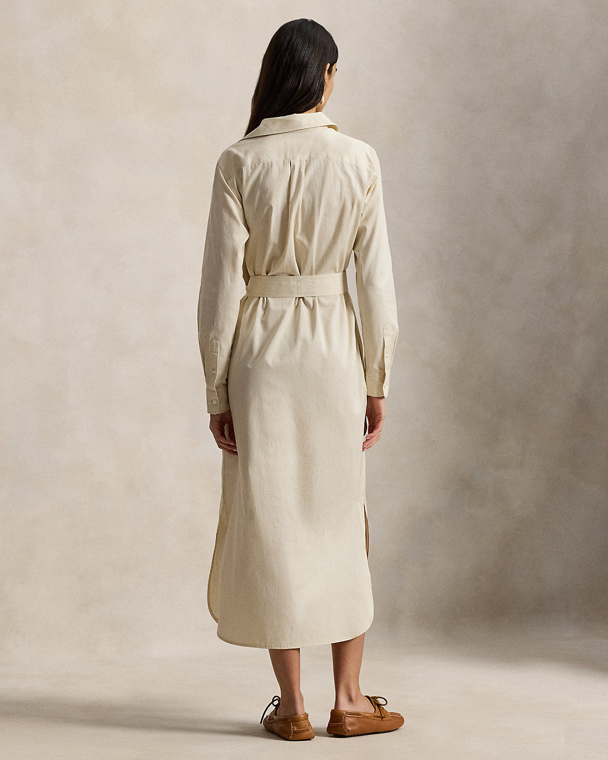 Belted Striped Cotton Shirtdress