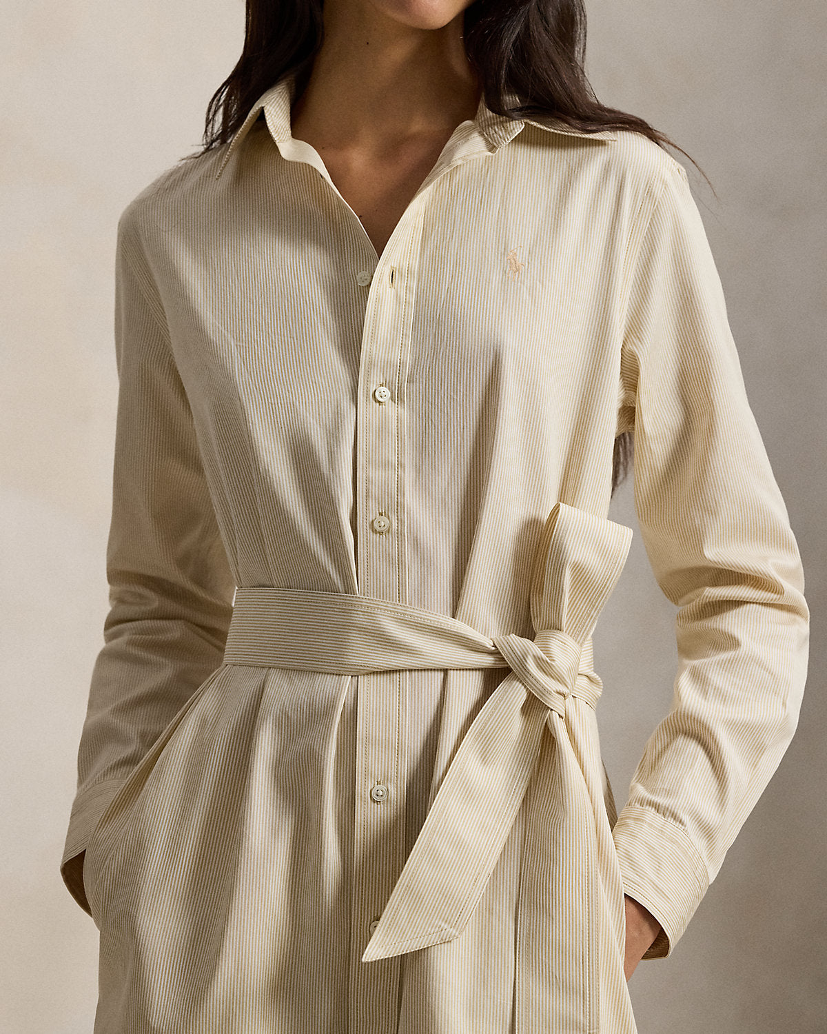 Belted Striped Cotton Shirtdress