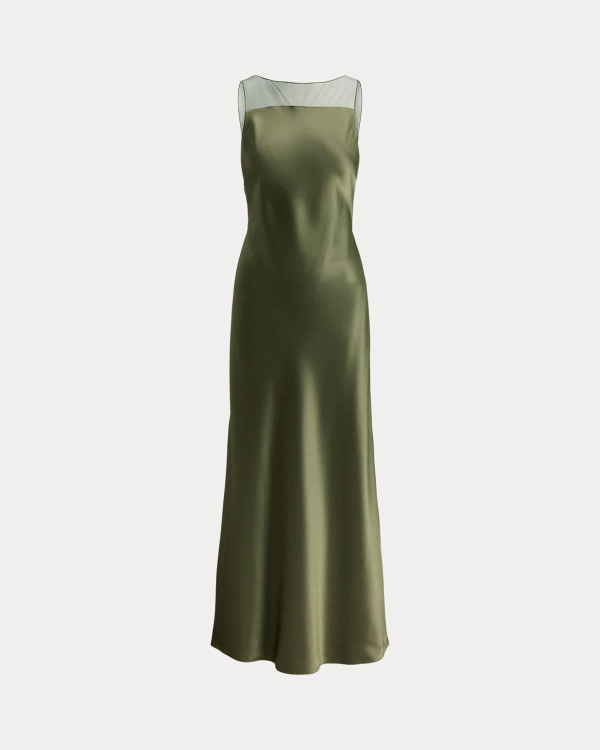 Sheer-Panel Satin Dress