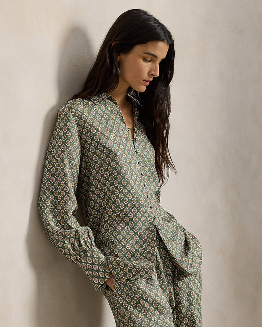 Floral-Print Silk Shirt