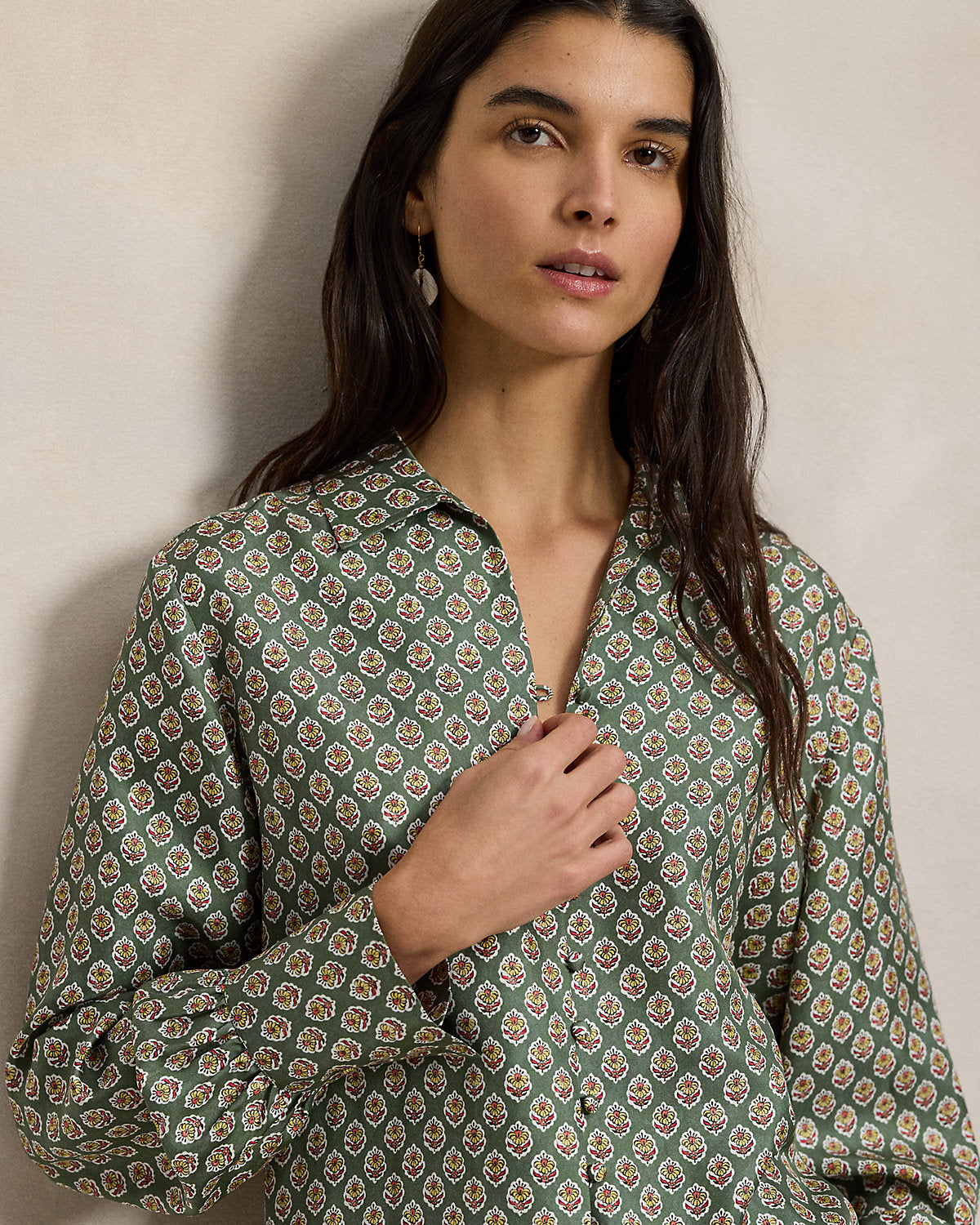 Floral-Print Silk Shirt