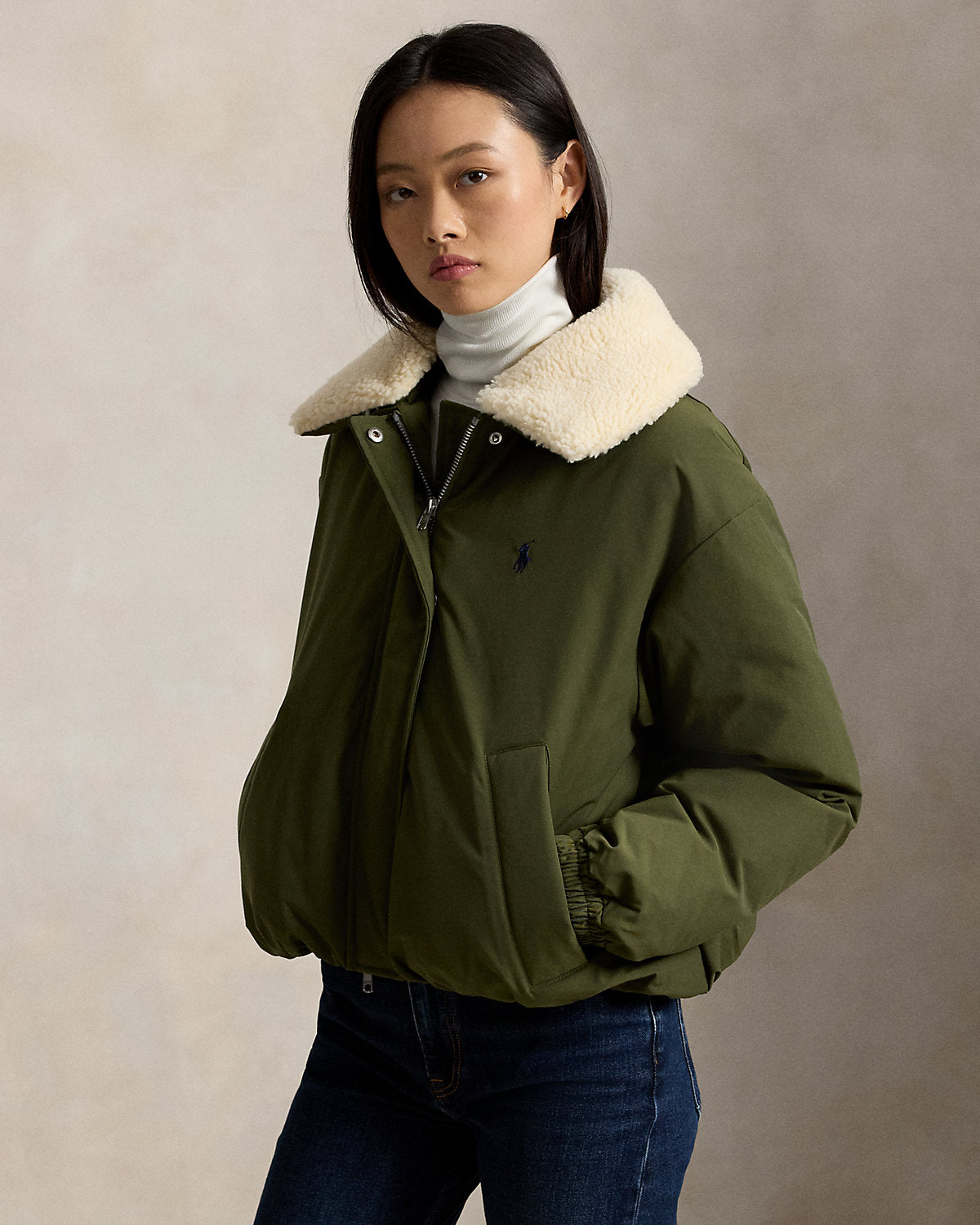High-Pile-Collar Down Puffer Jacket