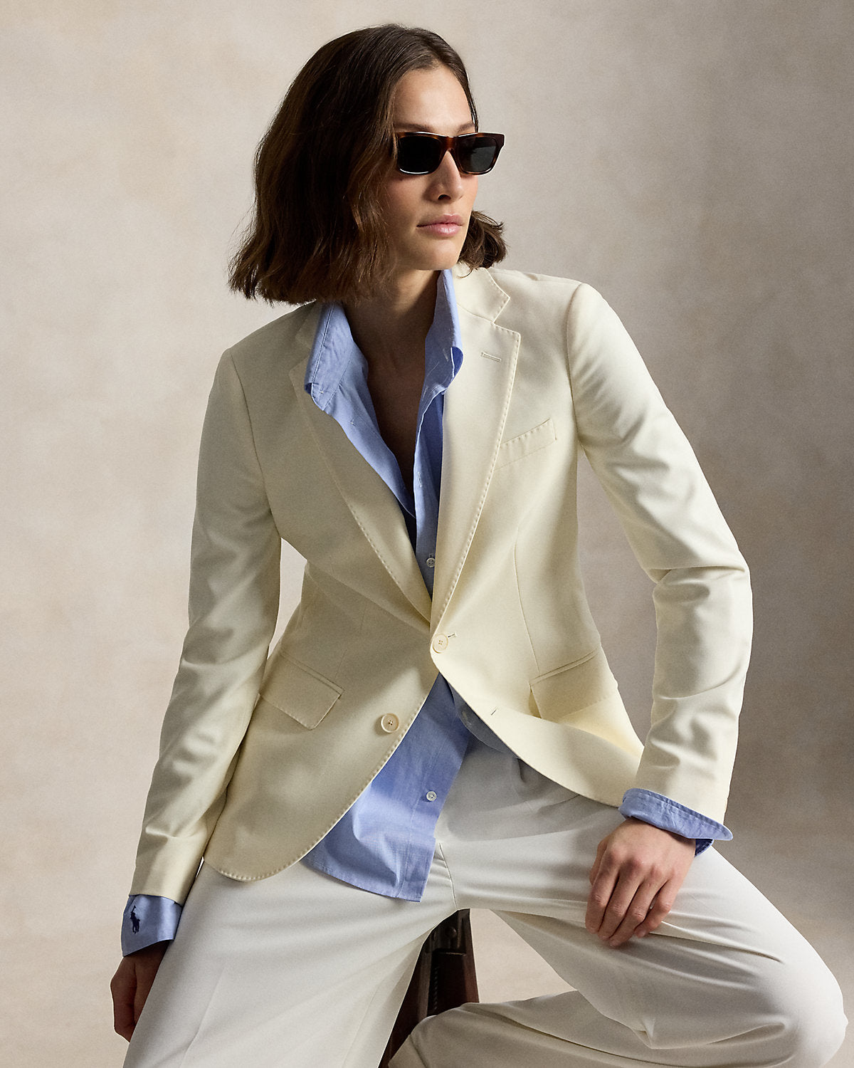 Single-Breasted Stretch Wool Blazer