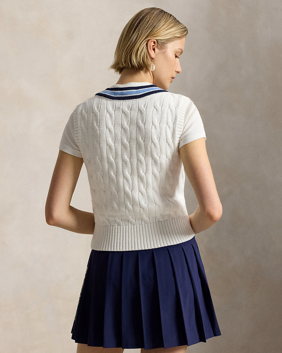 Wimbledon Cable-Knit Cotton Vest