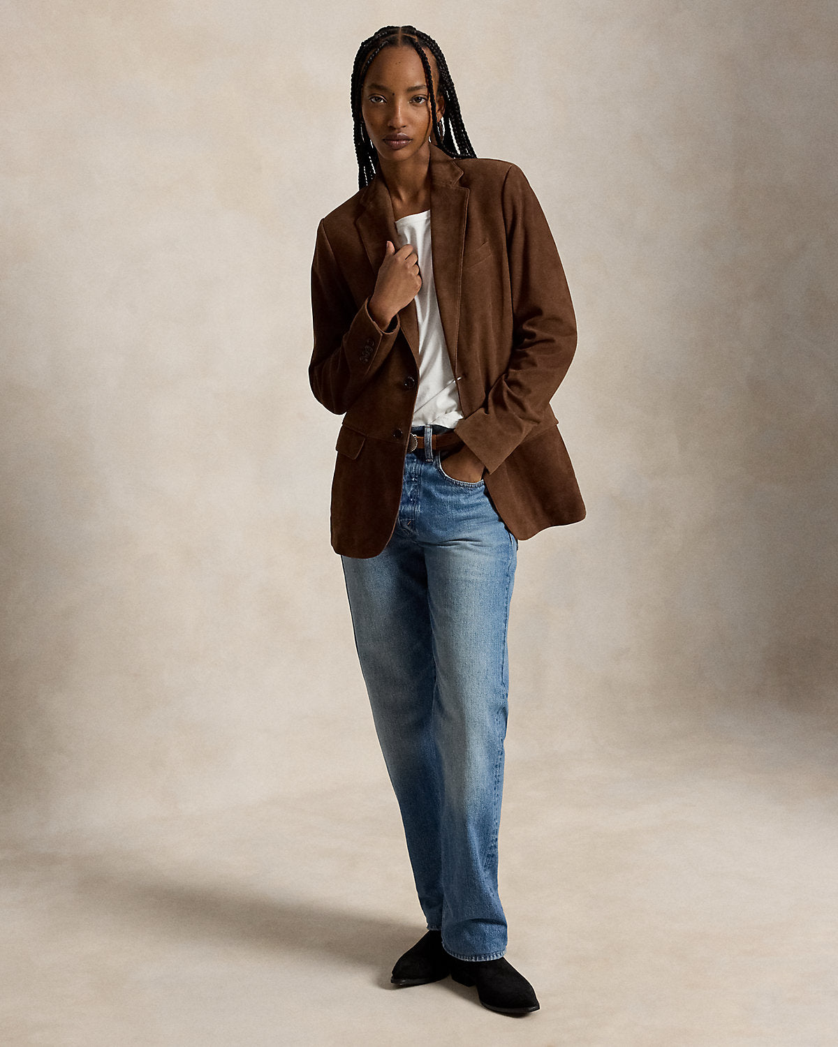 Single-Breasted Suede Blazer