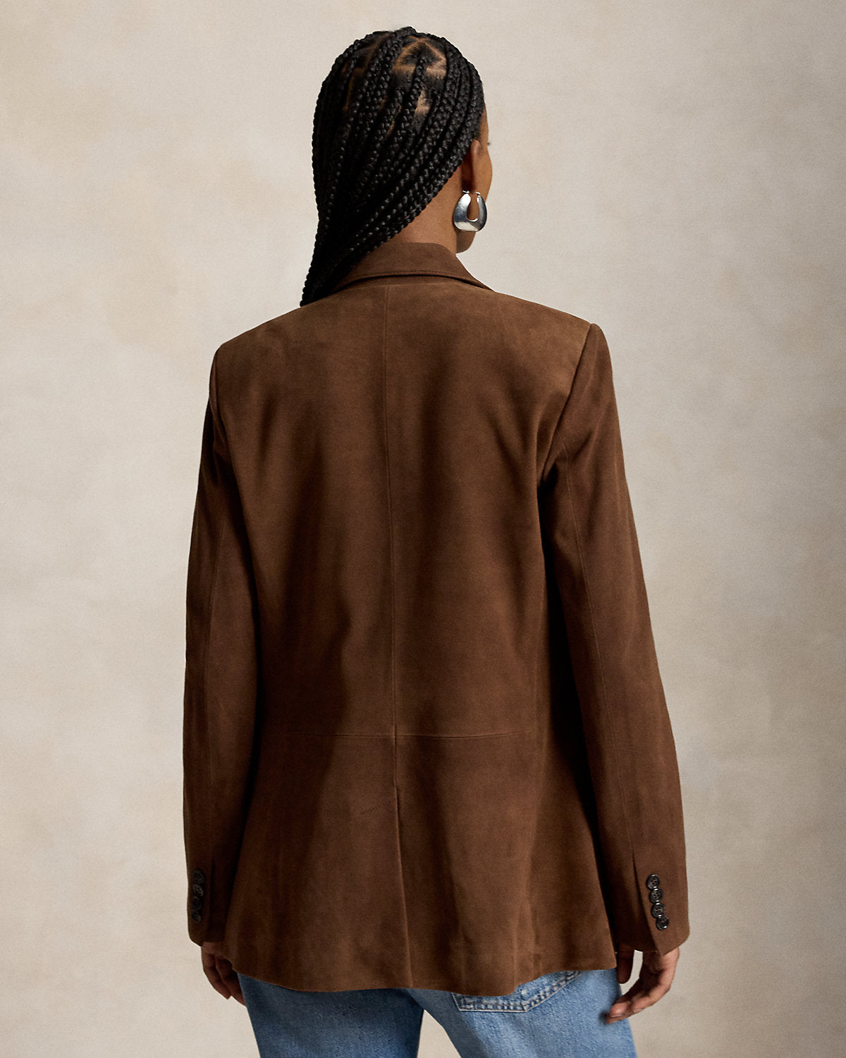 Single-Breasted Suede Blazer