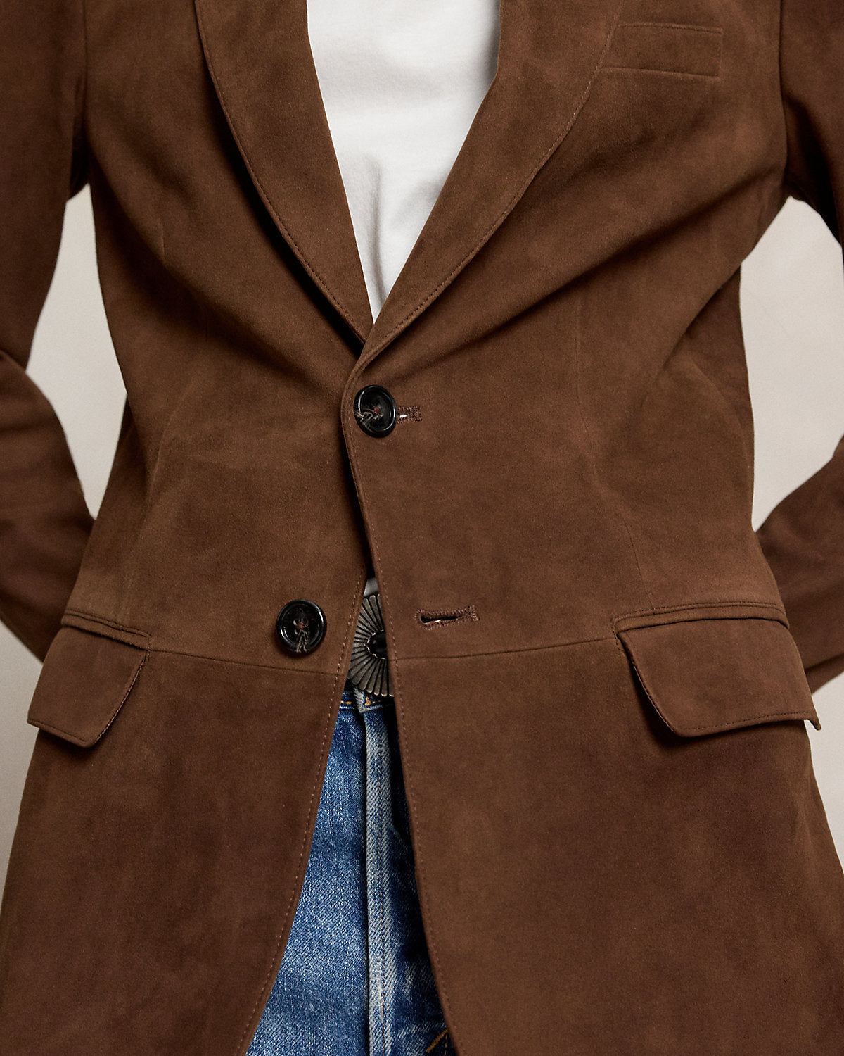 Single-Breasted Suede Blazer