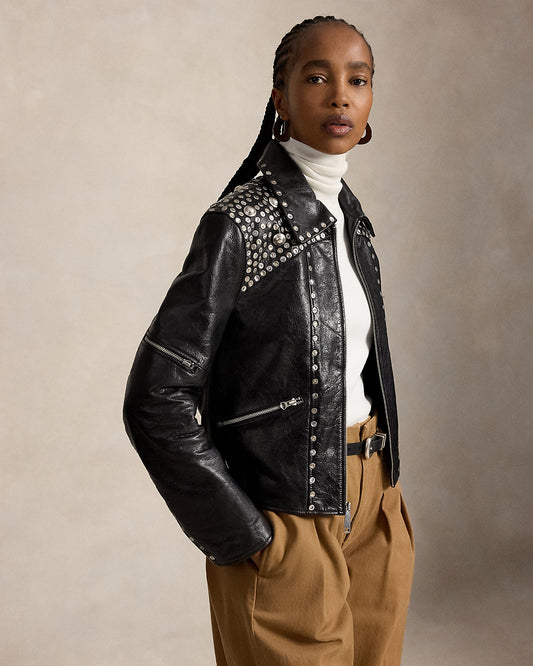Studded Leather Moto Jacket