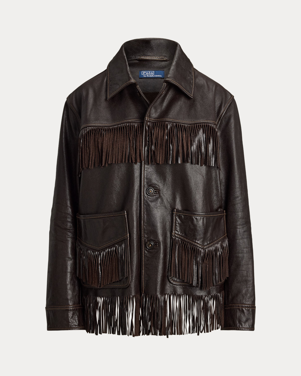 Fringe-Trim Leather Jacket