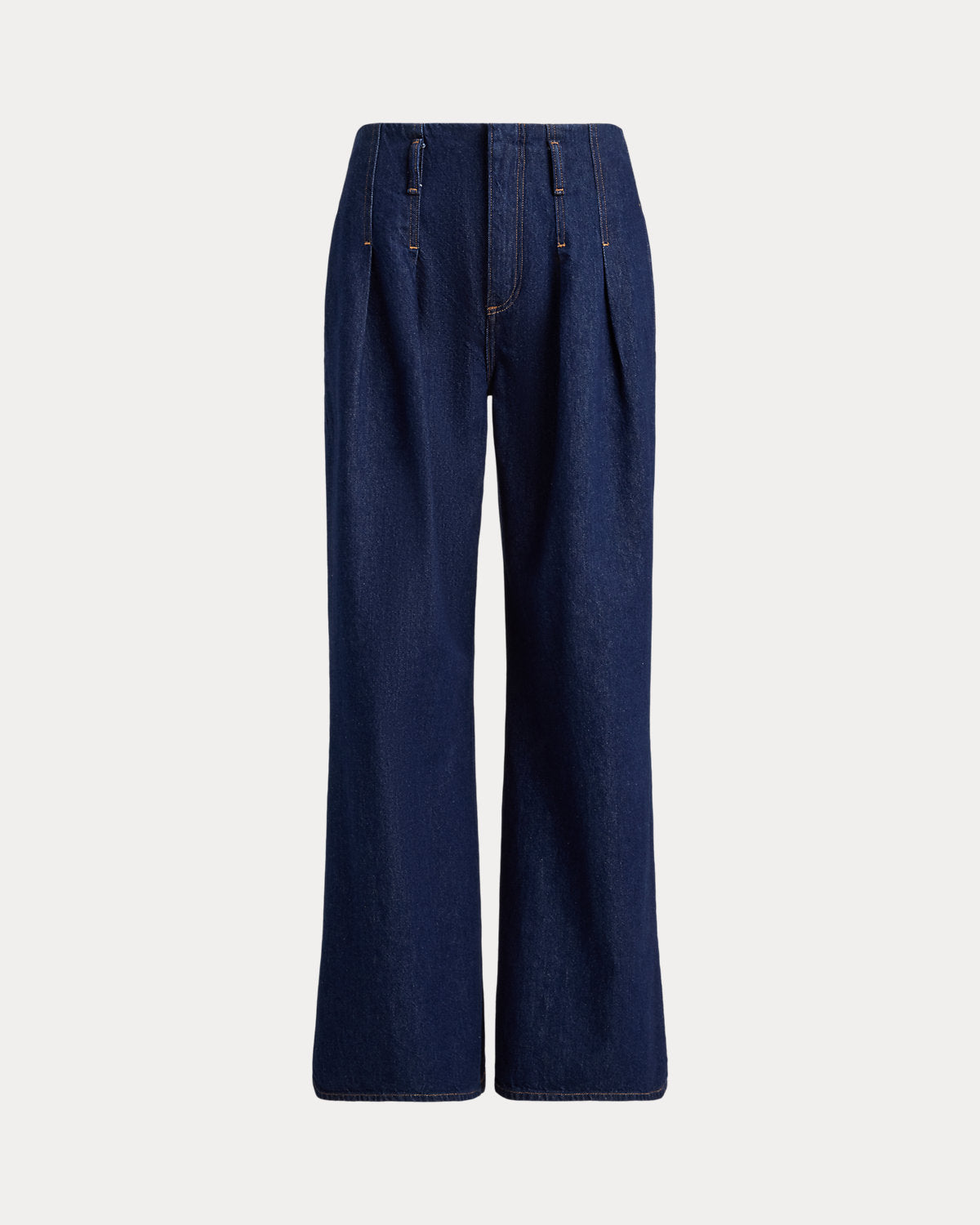 Pleated Wide-Leg Flare Jean