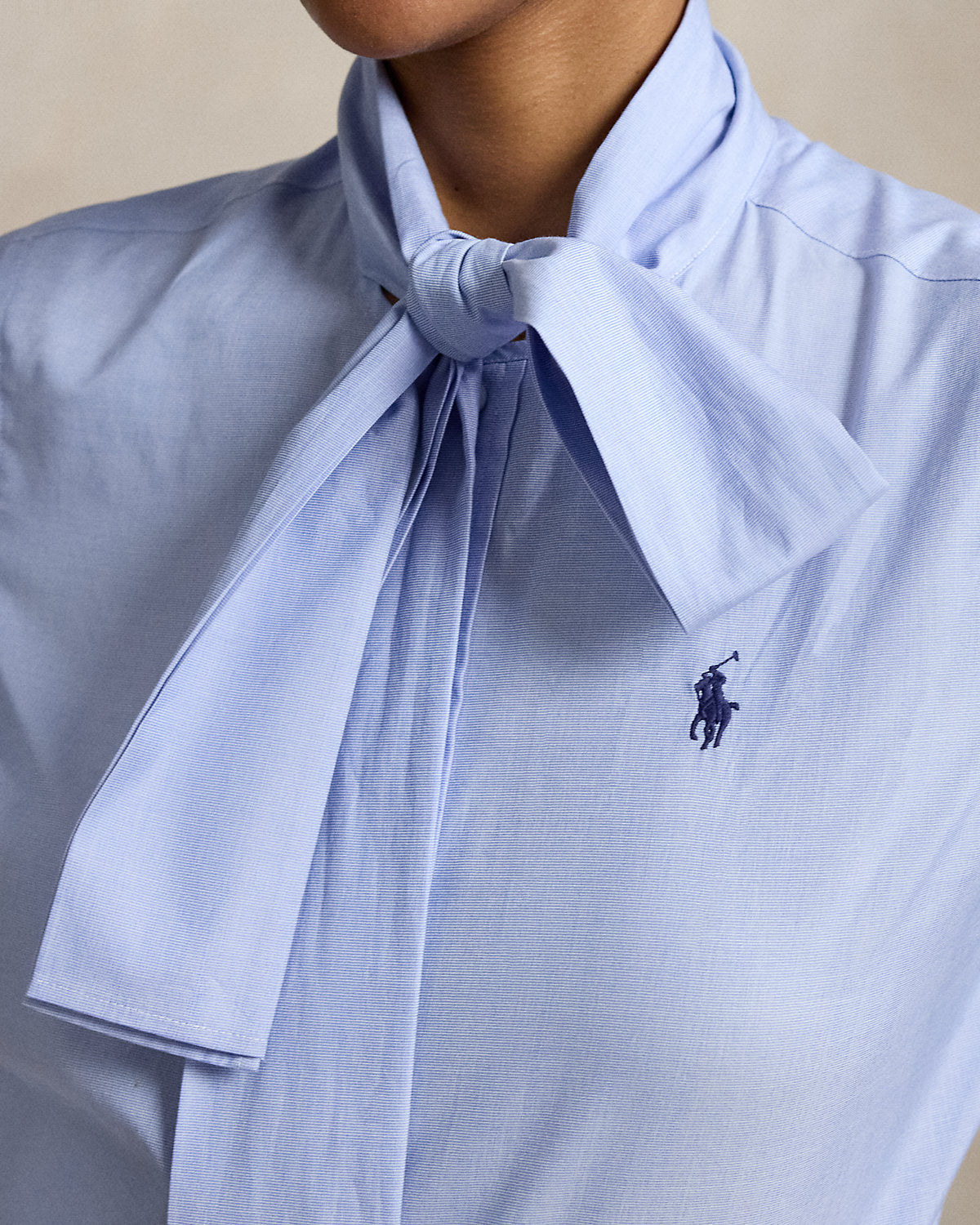 Slim Fit Cotton Tie-Neck Shirt