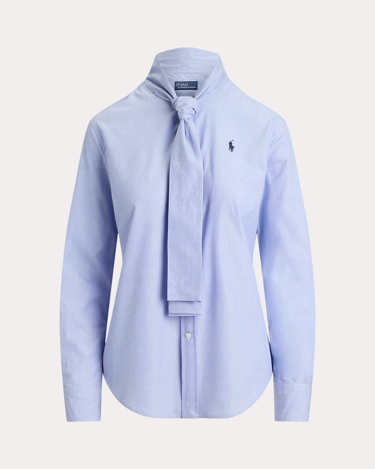 Slim Fit Cotton Tie-Neck Shirt
